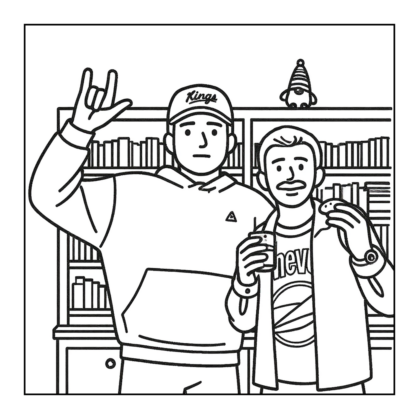 Printed custom coloring book with thick outlines for coloring