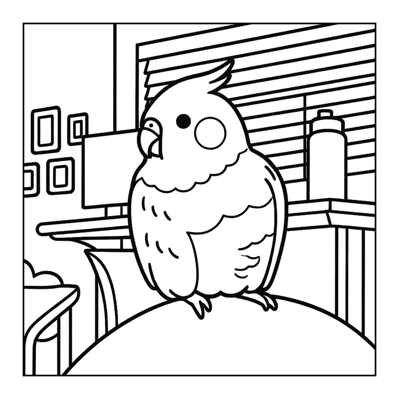 Example of a custom coloring book gift from pet bird photo